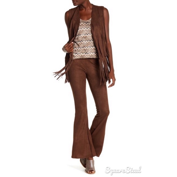 ASTARS Portobello Road Faux Suede Flared Leggings - Picture 1 of 8